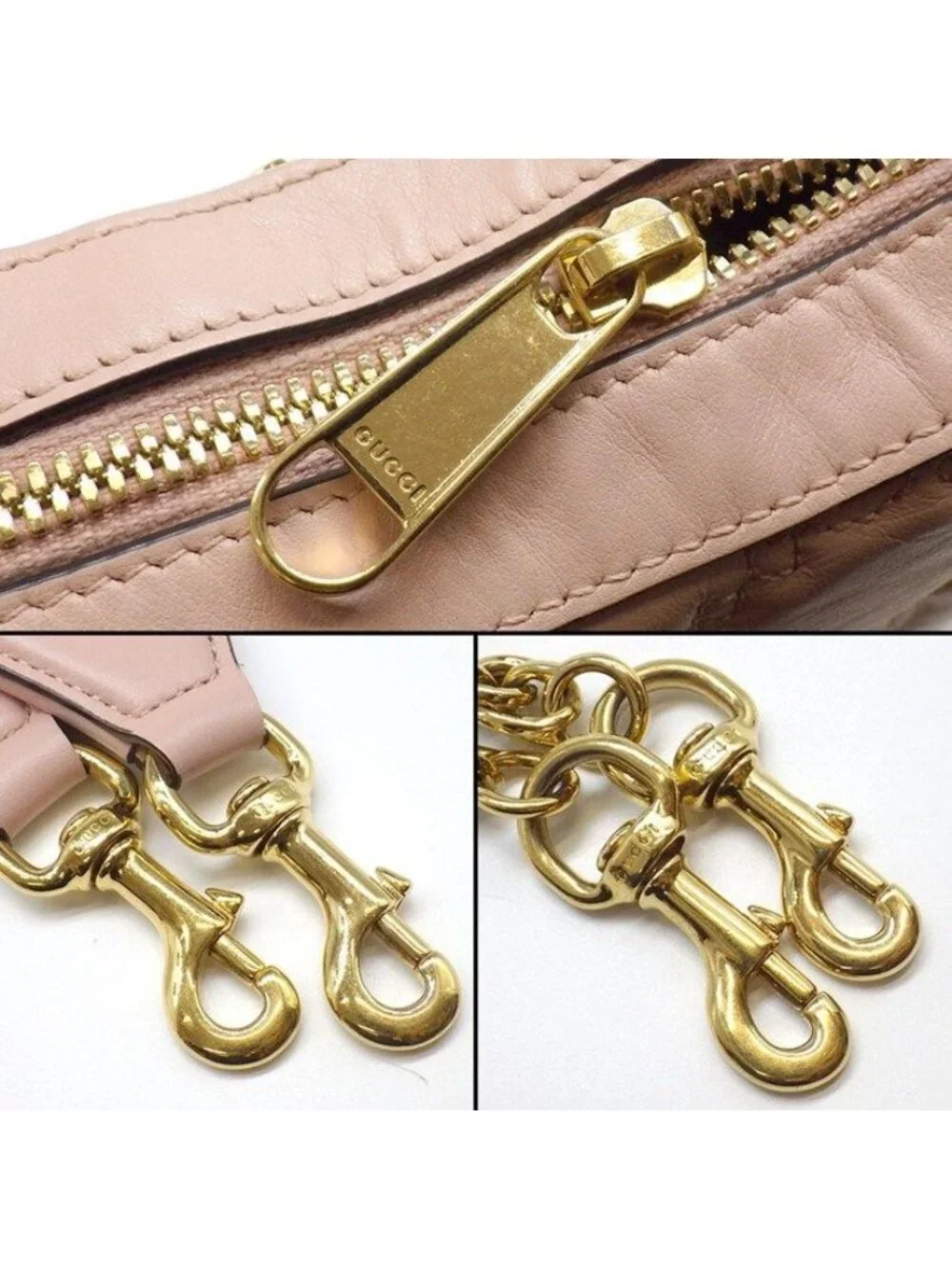 Gucci GG Matelasse Small Shoulder Bag Pink Leather Gold